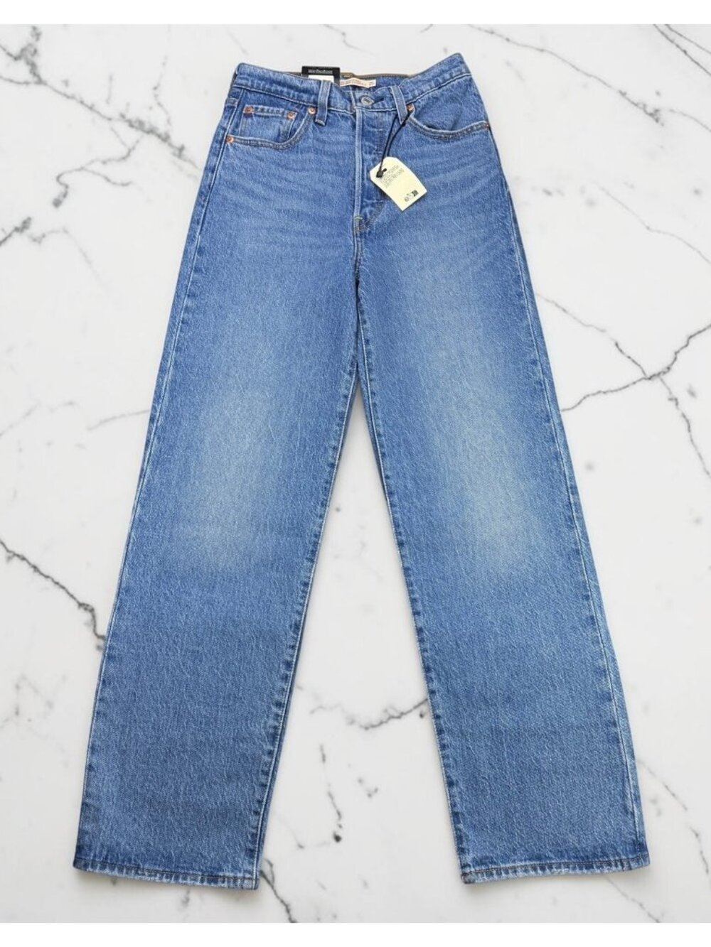 Levi's Ribcage Straight Ankle Jeans 25 Dance Around Button Fly High Rise - Picture 2 of 10
